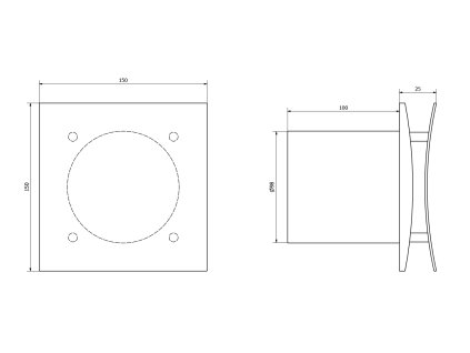 EIRA kúpeľňový ventilátor axiálny, 15W, potrubie 100mm, časovač, biela 1