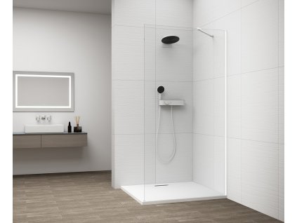 ESCA WHITE MATT jednodielna sprchová zástena na inštaláciu k stene, číre sklo, 1100 mm