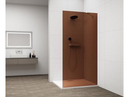 ESCA WHITE MATT jednodielna sprchová zástena na inštaláciu k stene, sklo Marron, 1300 mm