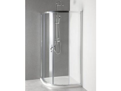 AKCE štvrťkruhová sprchová zástena 900x900x1900mm, číre sklo