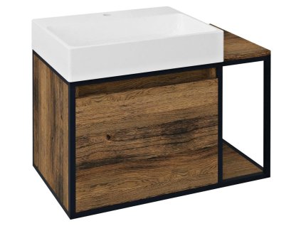 SKARA umývadlová skrinka 80x49,5x46,5cm, čierna mat/dub Collingwood