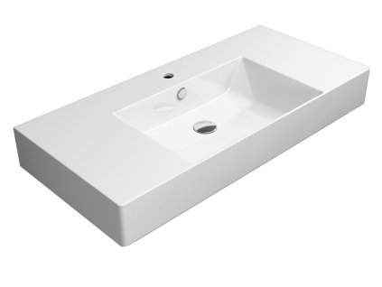 KUBE X keramické umývadlo 100x47 cm s odkladacími plochami, biela ExtraGlaze