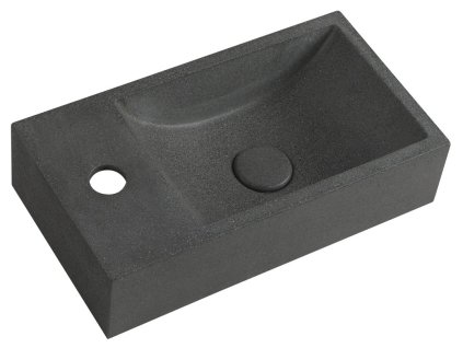 CREST L betónové umývadlo vrátane výpusti, 40x22 cm, čierny granit