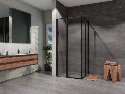1902 sprchovy kut lusso slim black stvorec otvaraci 90x90 cm cire sklo
