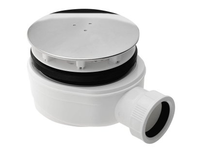 Vaničkový sifón, priemer otvoru 90mm, DN40, extra nízky, krytka leštená nerez