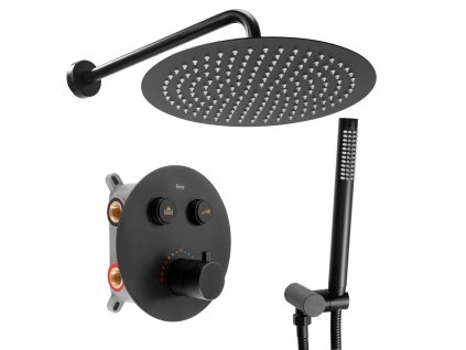Podomietková sprchová sada REA - matná čierna + BOX, TERMOSTAT