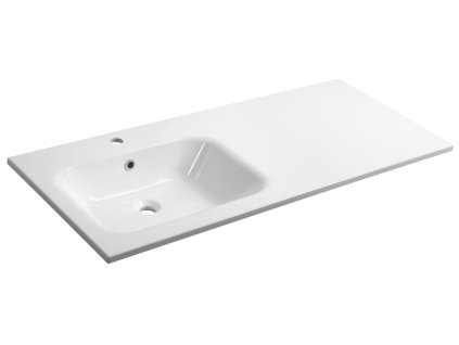 ARECA umývadlo 121x51,5cm, liaty mramor, ľavé, biela