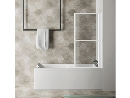 KAGERA vaňová zástena s pneumatickým zdvihom, š.710mm, biela matná, číre sklo