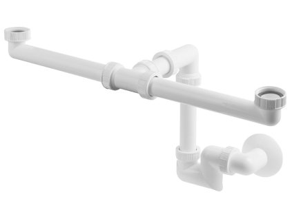 Umývadlový sifón pre dvojumývadlo, 5/4", DN40, biela