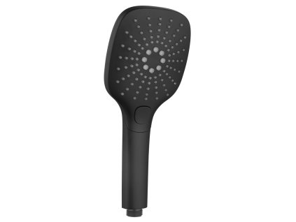 Ručná masážná sprcha s tlačidlom, 3 režimy, 109x109mm, ABS/čierna mat
