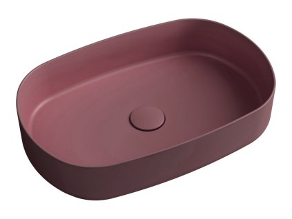 INFINITY OVAL keramické umývadlo na dosku, 55x36 cm, matná Maroon Red