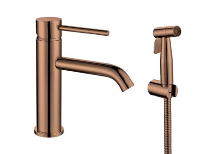 RHAPSODY Umývadlová stojánkova batéria s ručnou bidetovou sprškou, meď mat