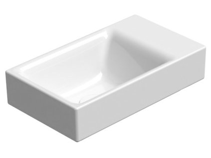 NUBES keramické umývadlo 40x23 cm, umývadlová batéria vpravo, biela ExtraGlaze