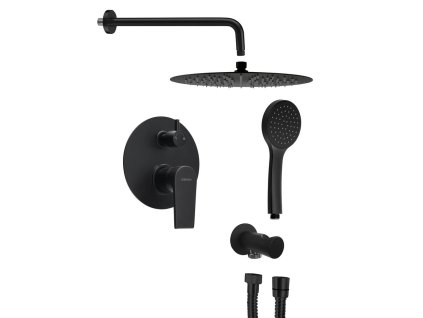 KAI podomietkový sprchový set s pákovou batériou, otočný prepínač, 2 výstupy, čierna matná