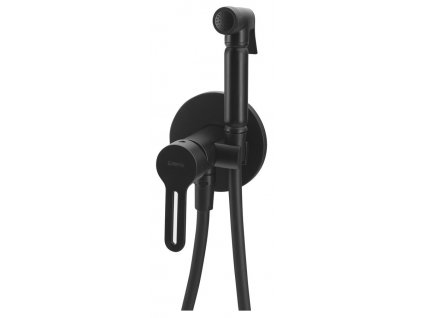 Podomietková batéria s bidetovou sprškou, guľatá, čierna matná