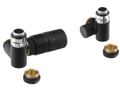 CORNER COMBI pripojovacia sada ventilov termostatická, ľavé, čierna mat