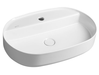 INFINITY OVAL keramické umývadlo na dosku, 60x40 cm, biela