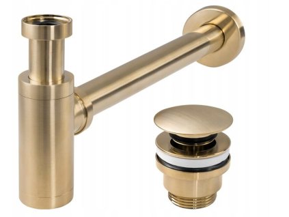 Umyvadlový sifon s univerzální výpustí click-clack - broušené zlato