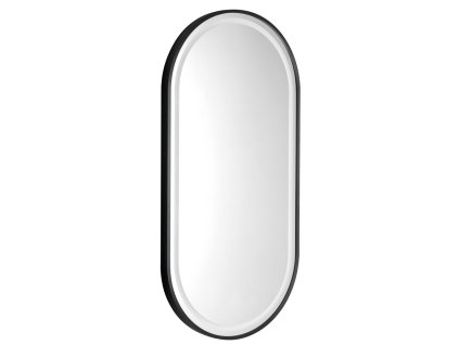 KAIRA zrkadlo oválne s LED osvetlením 45x90cm, čierna mat