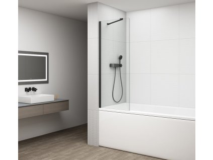 FISA vaňová zástena 800x1500mm, čierna matná, číre sklo