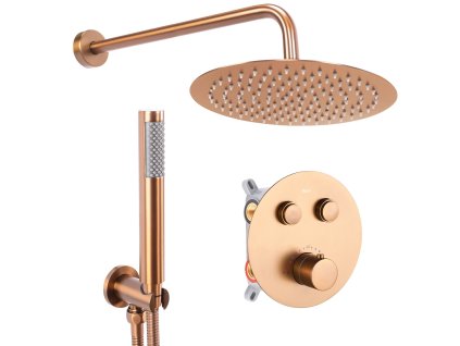 Podomietková sprchová sada LUNGO COPPER BRUSH + termostat + BOX