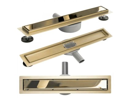 Odtokový žľab Rea Pure Neo Mirror Pro 80 - zlatý