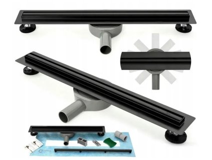 Odtokový žľab NEO Slim Pro - čierny 80