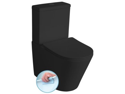 PACO RIMLESS WC kombi, spodný/zadný odpad, čierna