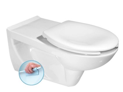 HANDICAP WC závesné predĺžené, Rimless, 37,5x73cm, biela