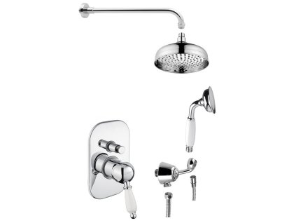 KIRKÉ WHITE podomietkový sprchový set s pákovou batériou, 2 výstupy, biela páčka, chróm