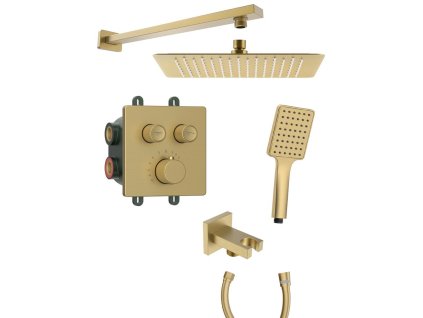SMART SELECT podomietková termostatická sprchová súprava, 2 výstupy, vystúpenie, zlato mat