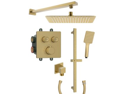 SMART SELECT sprchový set s termostatickou batériou, 2 výstupy, posuvný držiak sprchy, zlato mat