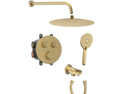 SMART SELECT podomietková termostatická sprchová súprava, 2 výstupy, vystúpenie, zlato mat