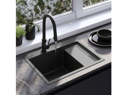 Oceľové umývadlo Fin Black