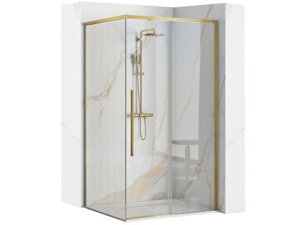 Sprchovací kút REA SOLAR - zlatý Brush 90x90