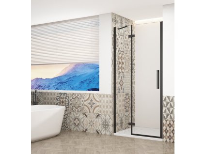 TRINITY BLACK sprchové dvere do niky 900 mm, číre sklo, lavé