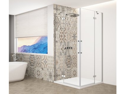 TRINITY CHROME štvorcová sprchová zástena 1200x1200mm, rohový vstup, číre sklo