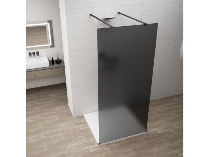 ESCA BLACK MATT jednodielna sprchová zástena do priestoru, dymové sklo, 1200 mm