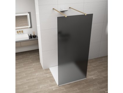 ESCA GOLD MATT jednodielna sprchová zástena do priestoru, dymové sklo, 1400 mm