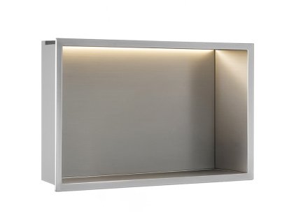 VSTAVANÁ KÚPEĽŇOVÁ POLICA LED 30x45 steel brush