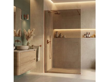 Sprchová zástena Rea Flexi Brown/ Brush Copper 90