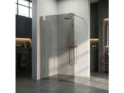 Sprchová zástena Rea Flexi Grey / Brush Copper 130