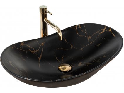 Umývadlo na dosku Rea Royal 60 Black Marble Mat