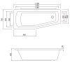 OPAVA vaňa 170x70x44cm bez nožičiek, ľavá, biela