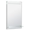 LED podsvietené zrkadlo 50x80cm, sklenená polica, gombíkový vypínač