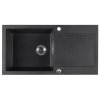 Drez granitový zabudovateľný s odkvapkávacou plochou, 97x50 cm, čierny