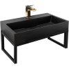 Konglomerátové umývadlo REA GOYA - matné čierne 50CM + konzola