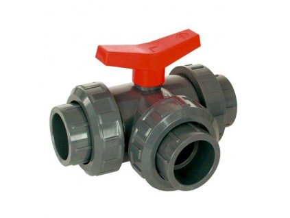 PVC Kulový třícestný ventil 40 mm T