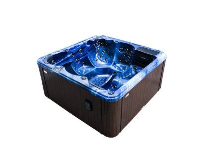 Vířivá vana KASSIOPEA modrá (summer sapphire) / hnědý panel / hnědý termokryt