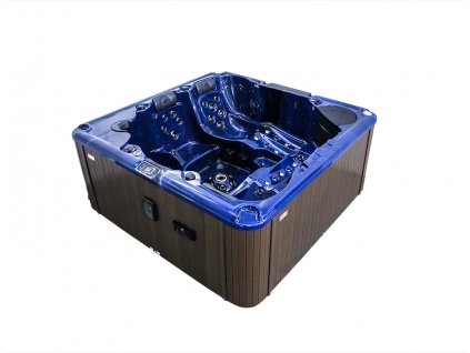 Vířivá vana KLEOPATRA modrá (summer sapphire) / hnědý panel / hnědý termokryt